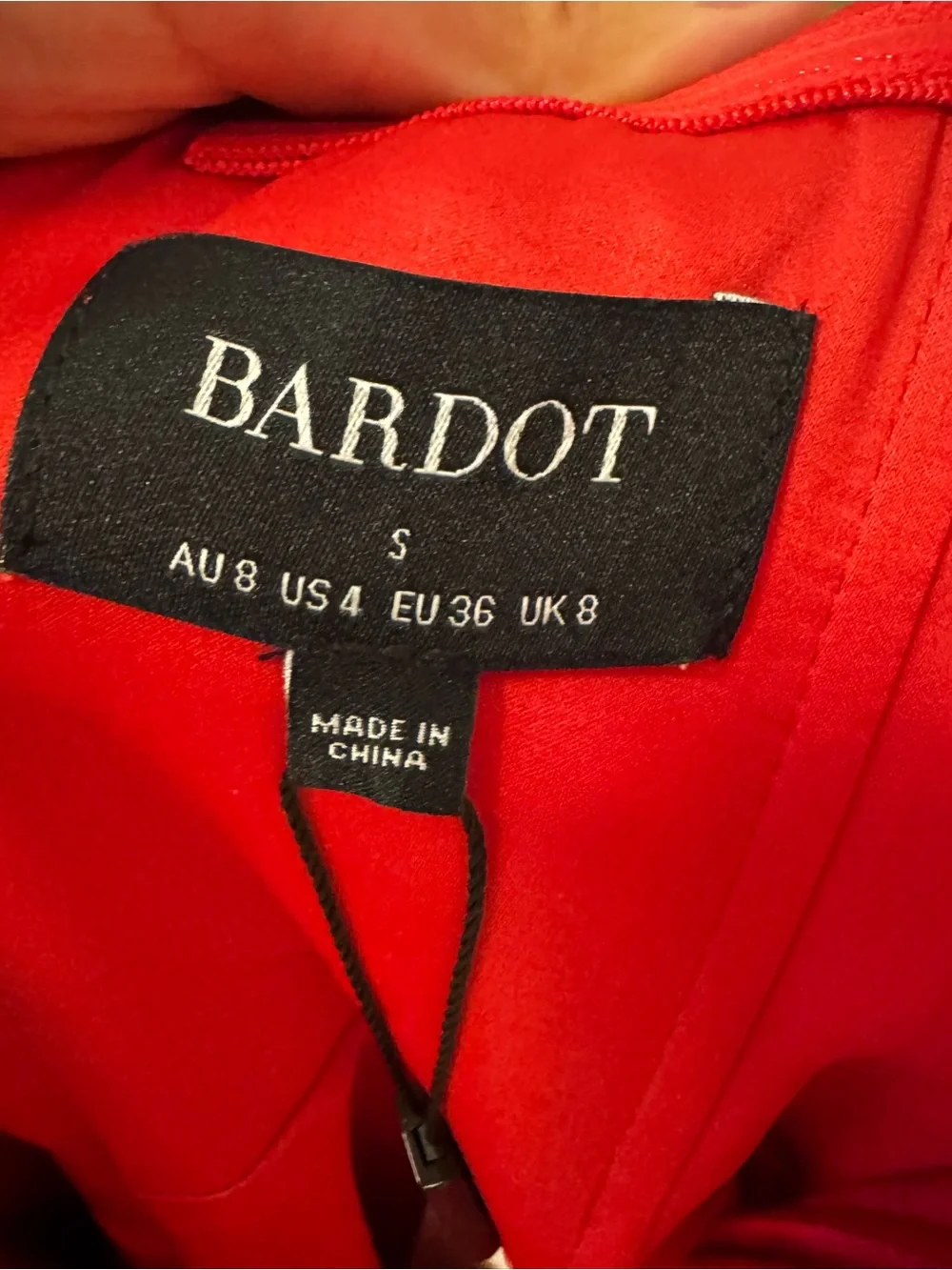 Bardot Red Strapless Midi Dress with Sculpted Flame Neckline in fire red - Picture 10 of 12